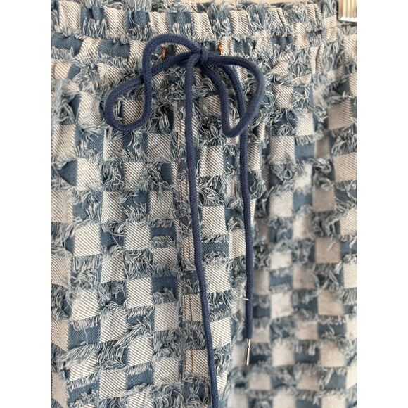 NWT LALA ORIGINAL Check Mate Textured Denim Maxi Skirt Womens Small M Blue Boho - Picture 8 of 13